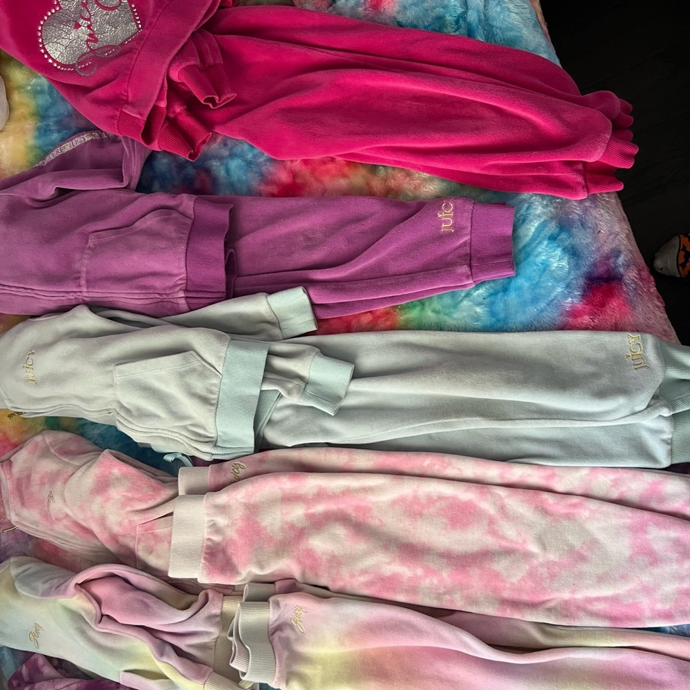 Juicy Couture Kids Velour Joggers - Pink, Purple, Mint 8 sets in total